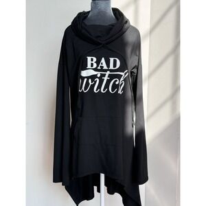 Hoodie Sweatshirt‎ Tunic Dress 2XL BAD WITCH Black Long Halloween Witchy Goth